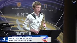 ANDORRA SAX FEST 2023: Anze Klancar Jurjavcic plays Sonata, Paul CRESTON (1st -2nd)