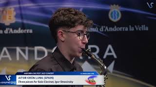 ANDORRA SAX FEST 2023: Aitor Oron Luna (Spain) plays Three pieces for Solo Clarinet, Igor Stravinsky