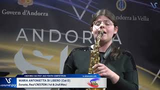 ANDORRA SAX FEST 2023: Maria Antonietta di Libero plays Sonata, Paul CRESTON (1st -2nd)